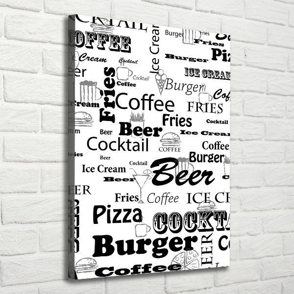 Stampa quadro su tela verticale Menù del ristorante