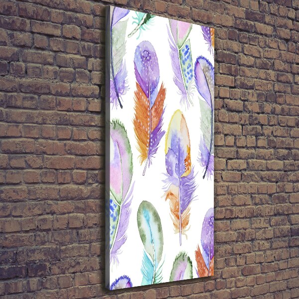 Quadro su tela canvas verticale Piume colorate