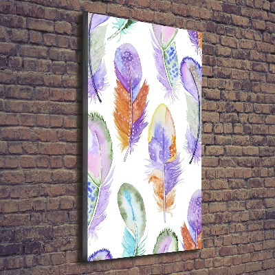 Quadro su tela canvas verticale Piume colorate