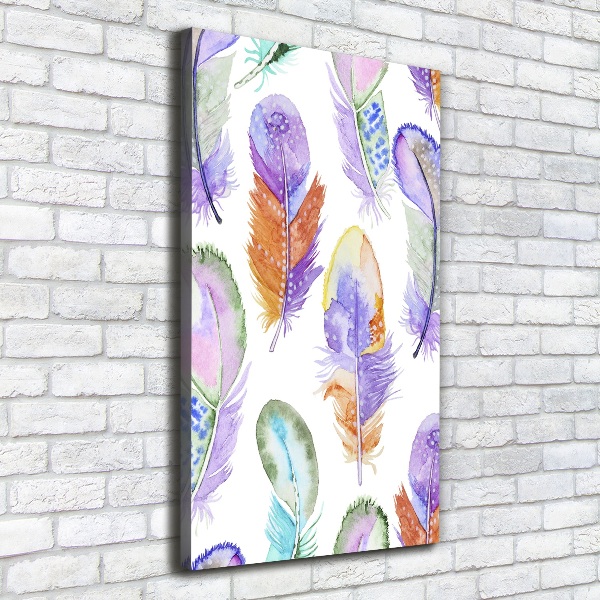 Quadro su tela canvas verticale Piume colorate