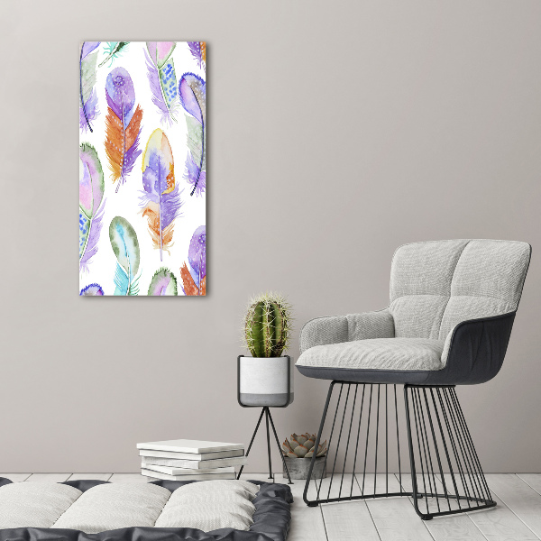 Quadro su tela canvas verticale Piume colorate