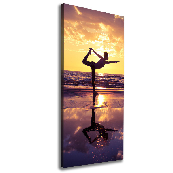 Quadro su tela canvas verticale Yoga sulla spiaggia