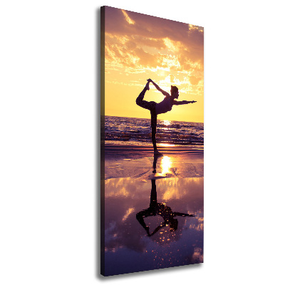 Quadro su tela canvas verticale Yoga sulla spiaggia