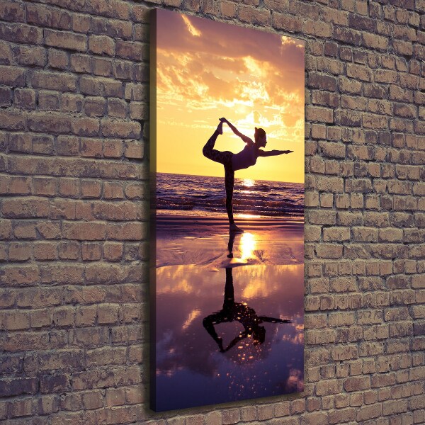 Quadro su tela canvas verticale Yoga sulla spiaggia
