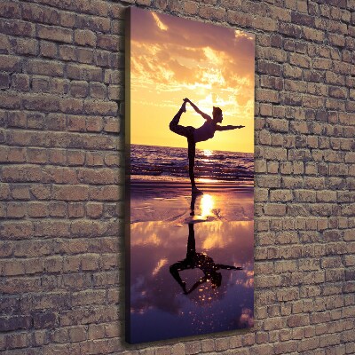 Quadro su tela canvas verticale Yoga sulla spiaggia