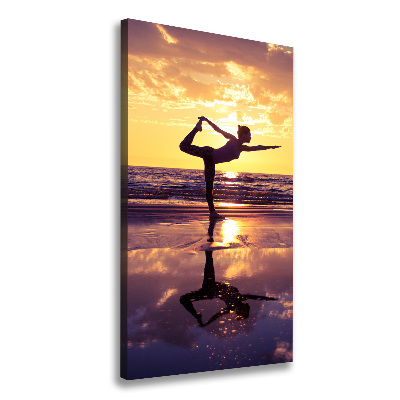 Quadro su tela canvas verticale Yoga sulla spiaggia