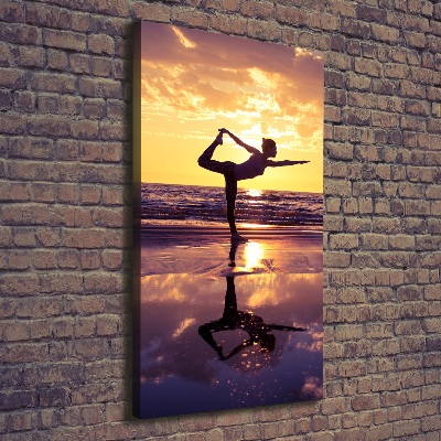 Quadro su tela canvas verticale Yoga sulla spiaggia