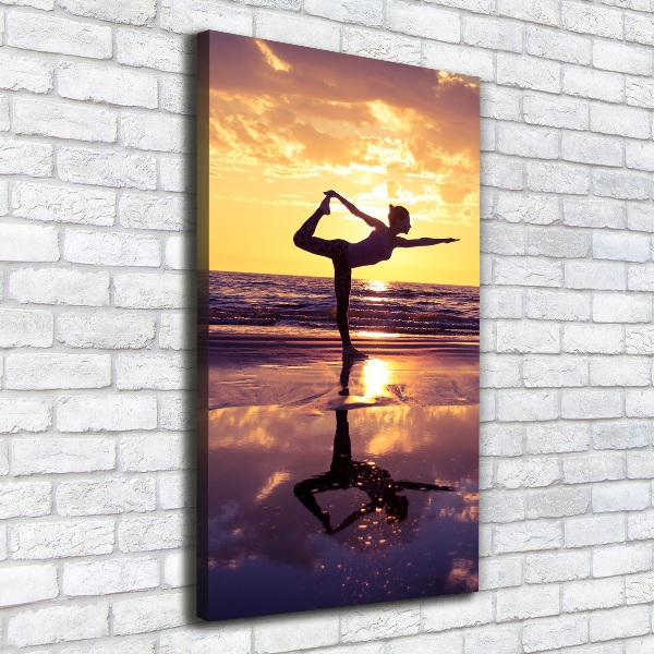 Quadro su tela canvas verticale Yoga sulla spiaggia