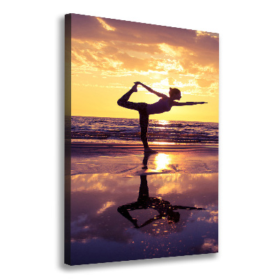 Quadro su tela canvas verticale Yoga sulla spiaggia