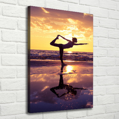 Quadro su tela canvas verticale Yoga sulla spiaggia