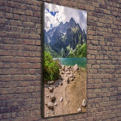 Quadro foto su tela verticale Lago tra le montagne