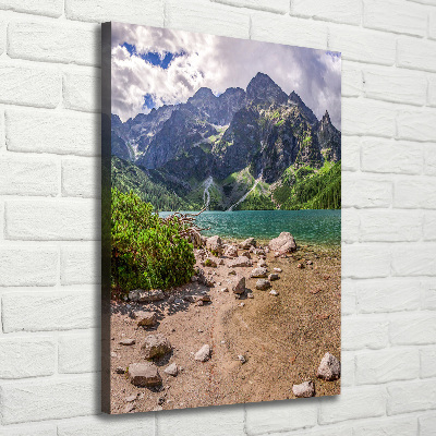 Quadro foto su tela verticale Lago tra le montagne