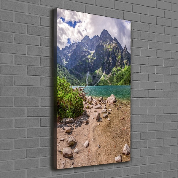 Quadro foto su tela verticale Lago tra le montagne
