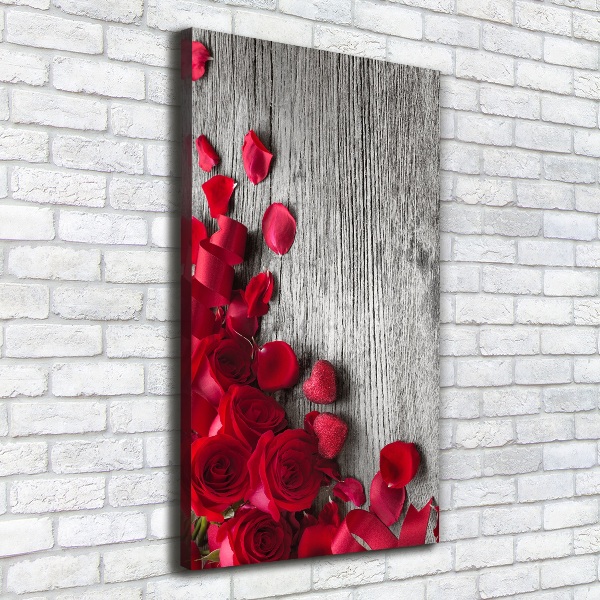 Quadro foto su tela verticale Rose rosse
