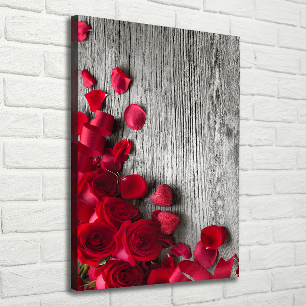 Quadro foto su tela verticale Rose rosse