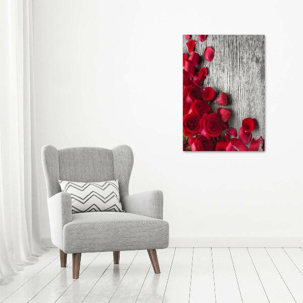 Quadro foto su tela verticale Rose rosse