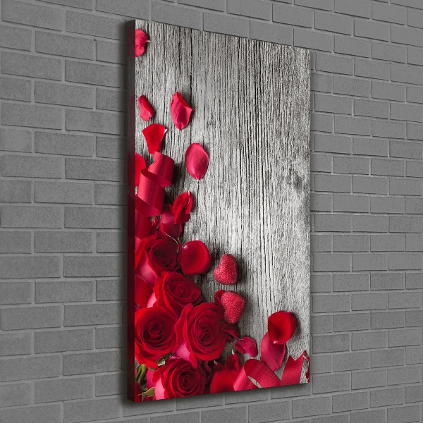 Quadro foto su tela verticale Rose rosse