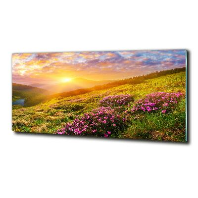 Quadro su vetro Tramonto sulle montagne