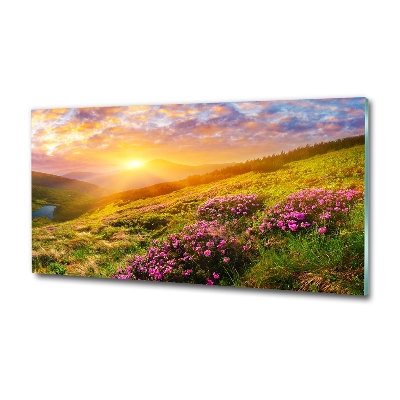 Quadro su vetro Tramonto sulle montagne