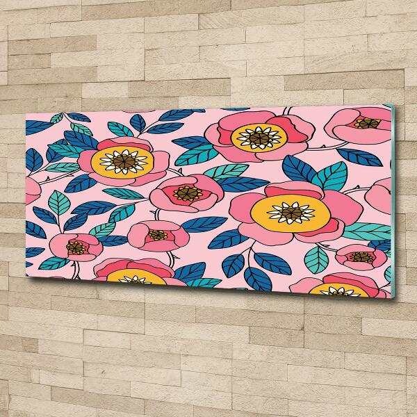 Quadro su vetro Fiori rosa