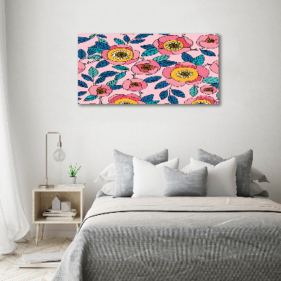 Quadro su vetro Fiori rosa