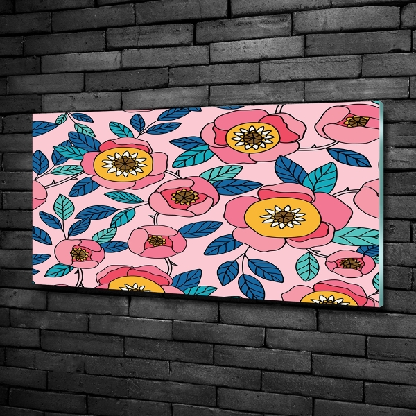 Quadro su vetro Fiori rosa