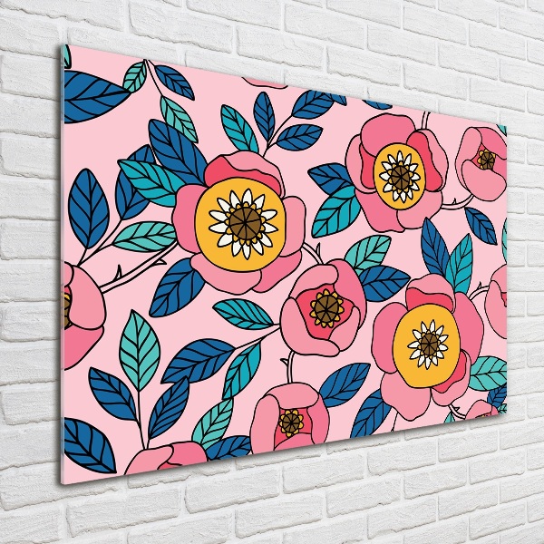 Quadro su vetro Fiori rosa