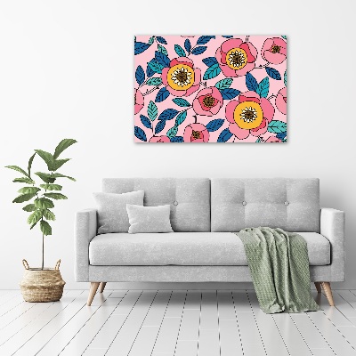 Quadro su vetro Fiori rosa