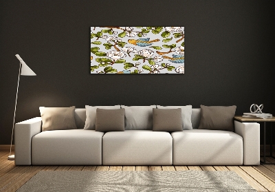 Quadro su vetro Fiori e uccelli