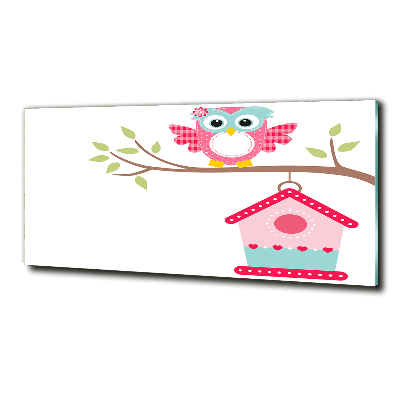 Quadro in verde Gufo su un ramo