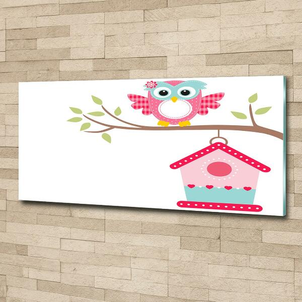 Quadro in verde Gufo su un ramo