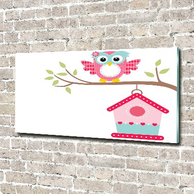 Quadro in verde Gufo su un ramo