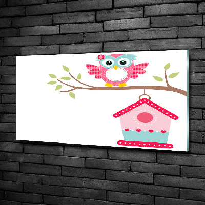 Quadro in verde Gufo su un ramo