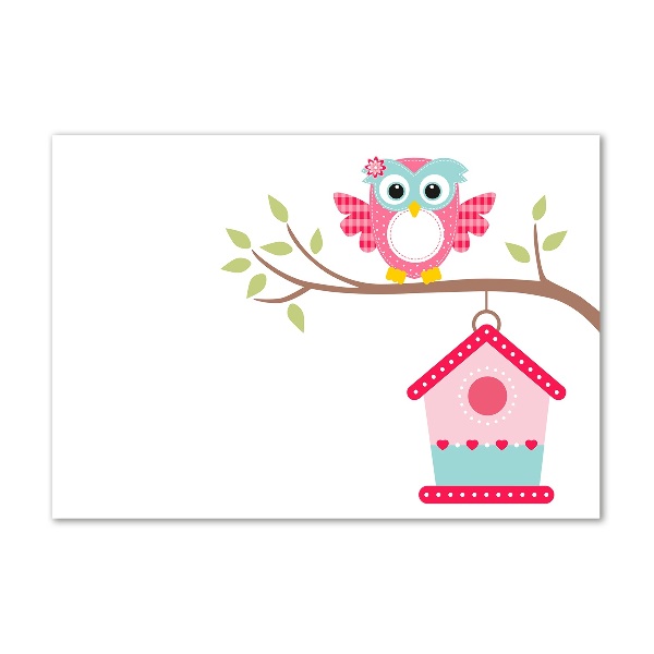 Quadro in verde Gufo su un ramo