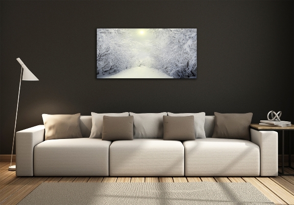 Quadro vetro Una foresta meravigliosa in inverno