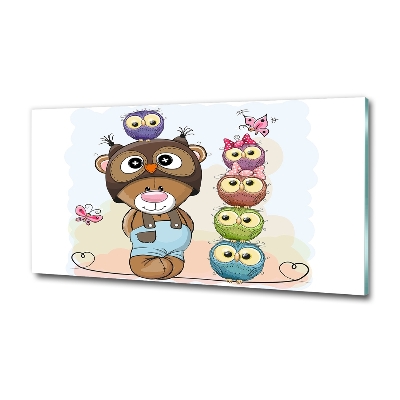 Quadro su vetro Orsacchiotti e gufi