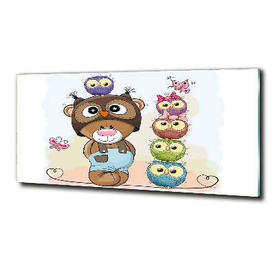 Quadro su vetro Orsacchiotti e gufi