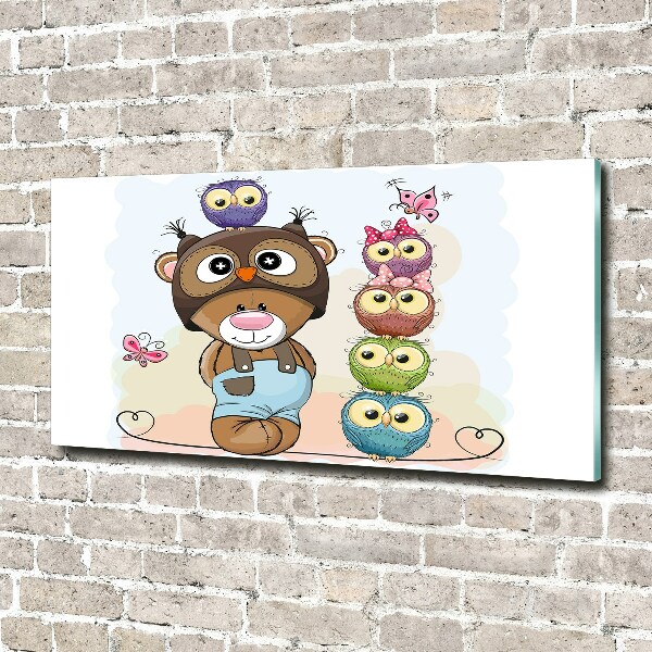 Quadro su vetro Orsacchiotti e gufi