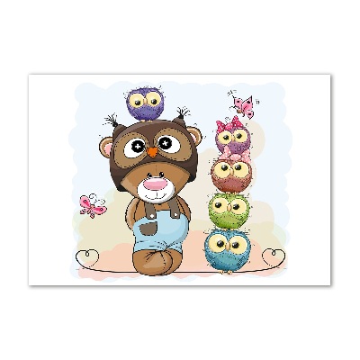 Quadro su vetro Orsacchiotti e gufi