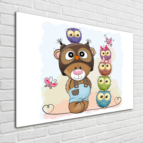 Quadro su vetro Orsacchiotti e gufi
