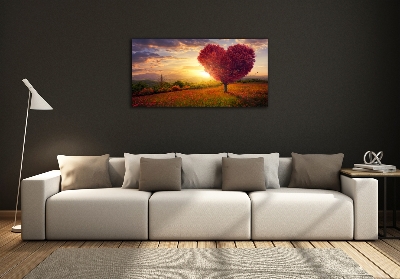 Quadro vetro Cuore di campo dell'albero
