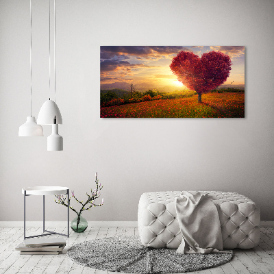 Quadro vetro Cuore di campo dell'albero