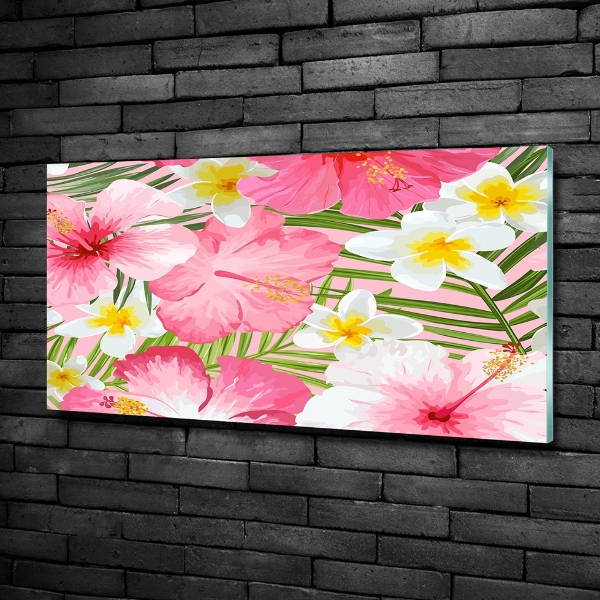 Quadro su vetro Fiori tropicali