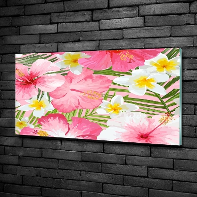 Quadro su vetro Fiori tropicali