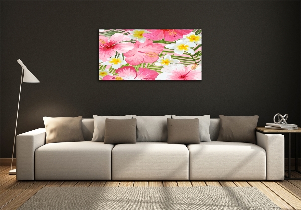 Quadro su vetro Fiori tropicali