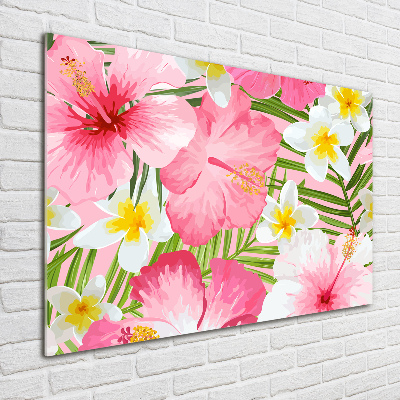 Quadro su vetro Fiori tropicali