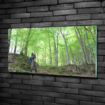 Quadro in vetro Ornitologo nella foresta