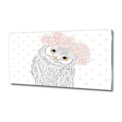 Quadro vetro Gufo in una ghirlanda