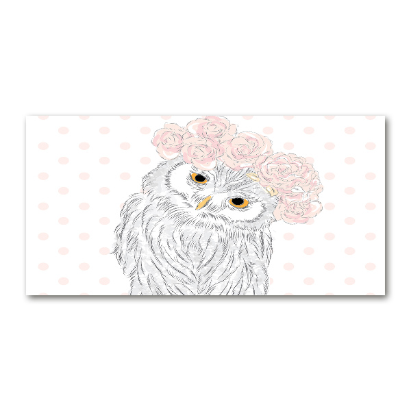 Quadro vetro Gufo in una ghirlanda