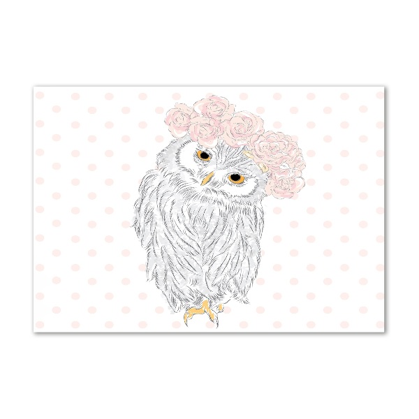 Quadro vetro Gufo in una ghirlanda